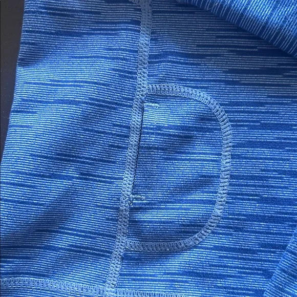 Zella Blue Striped Long sleeve Pullover Shirt with half zipper. - Picture 4 of 12